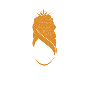 Perfect Pineapple Wraps Logo - Abstract Representation of Woman with Curly Hair and a Headwrap on Her Head