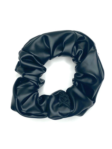 Vegan Leather Black Scrunchie